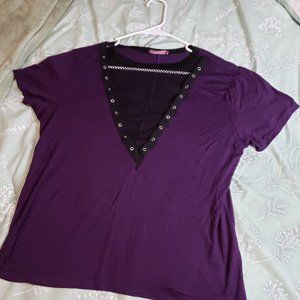 [M] Low Cut Mesh and Purple Top